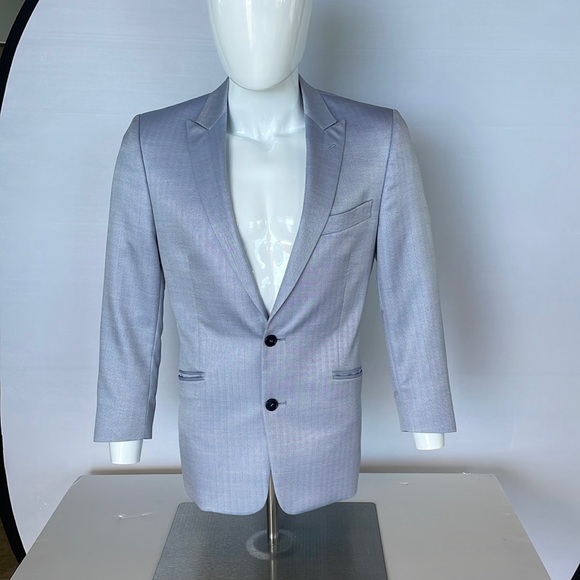 Versace Light Blue Herringbone Sport Jacket 48 Euro Short - Picture 2 of 14